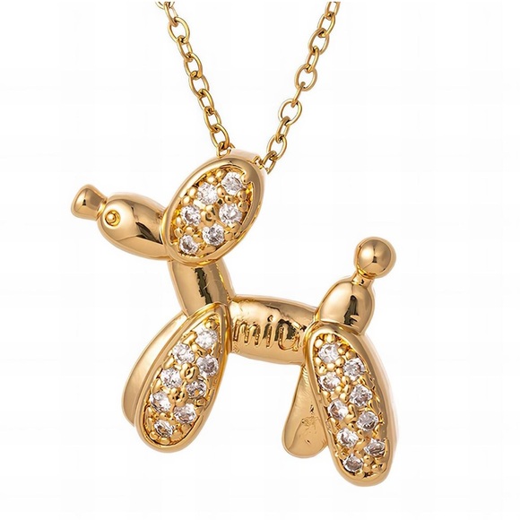 DOG BALLOON NECKLACE, 18K GOLD PLATED STEEL - Picture 1 of 1